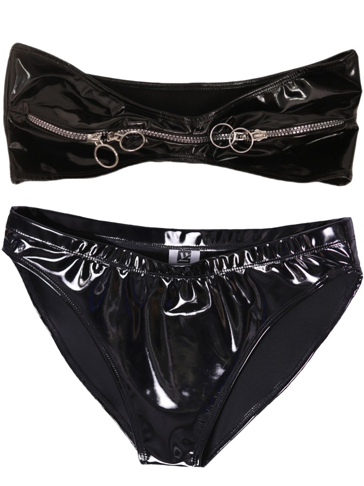 Thong Bikini Women - ชุดบอดี้สูท PVC แบบ Wet Look พร้อมซิป