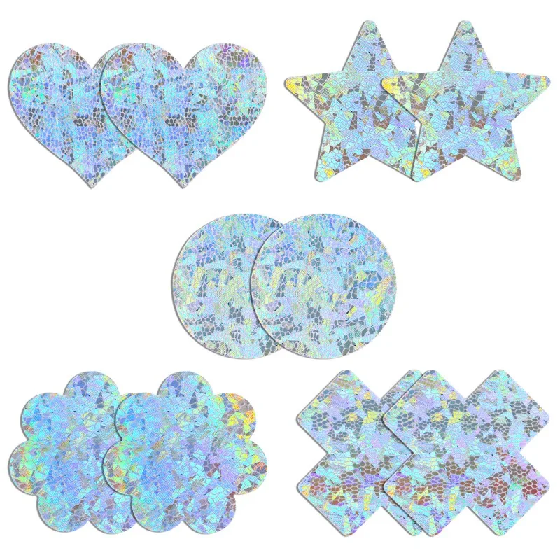 Nipple Cover Pasties - 5 คู่ Glitters Pasties หัวนมครอบคลุมสติกเกอร์ทิ้ง Sticky